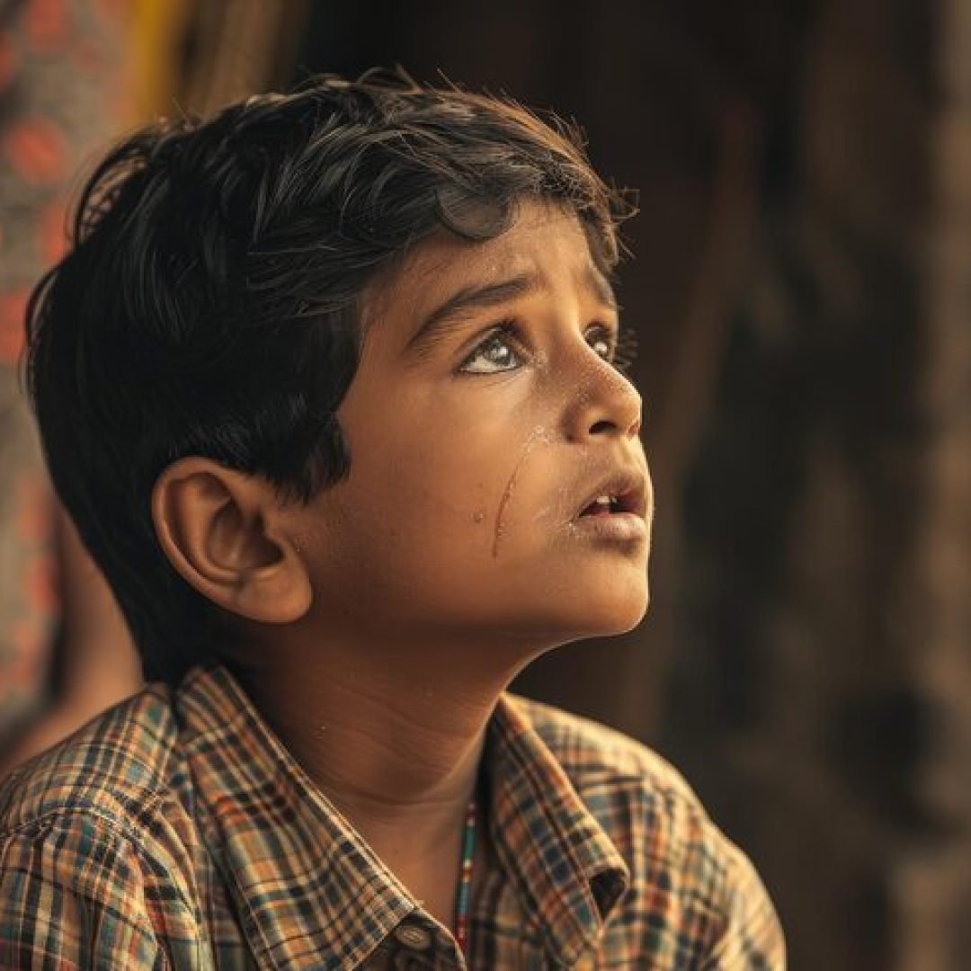 A_young_Indian_boy_listens_to_stories_from_his_gra
